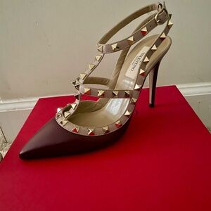 Valentino Burgundy Heeled Shoes, Size 7